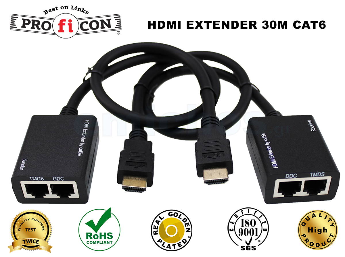 HDMI EXTENDER 30M CAT6 Pro.fi.con άριστης ποιότητας συσκευή επέκτασης